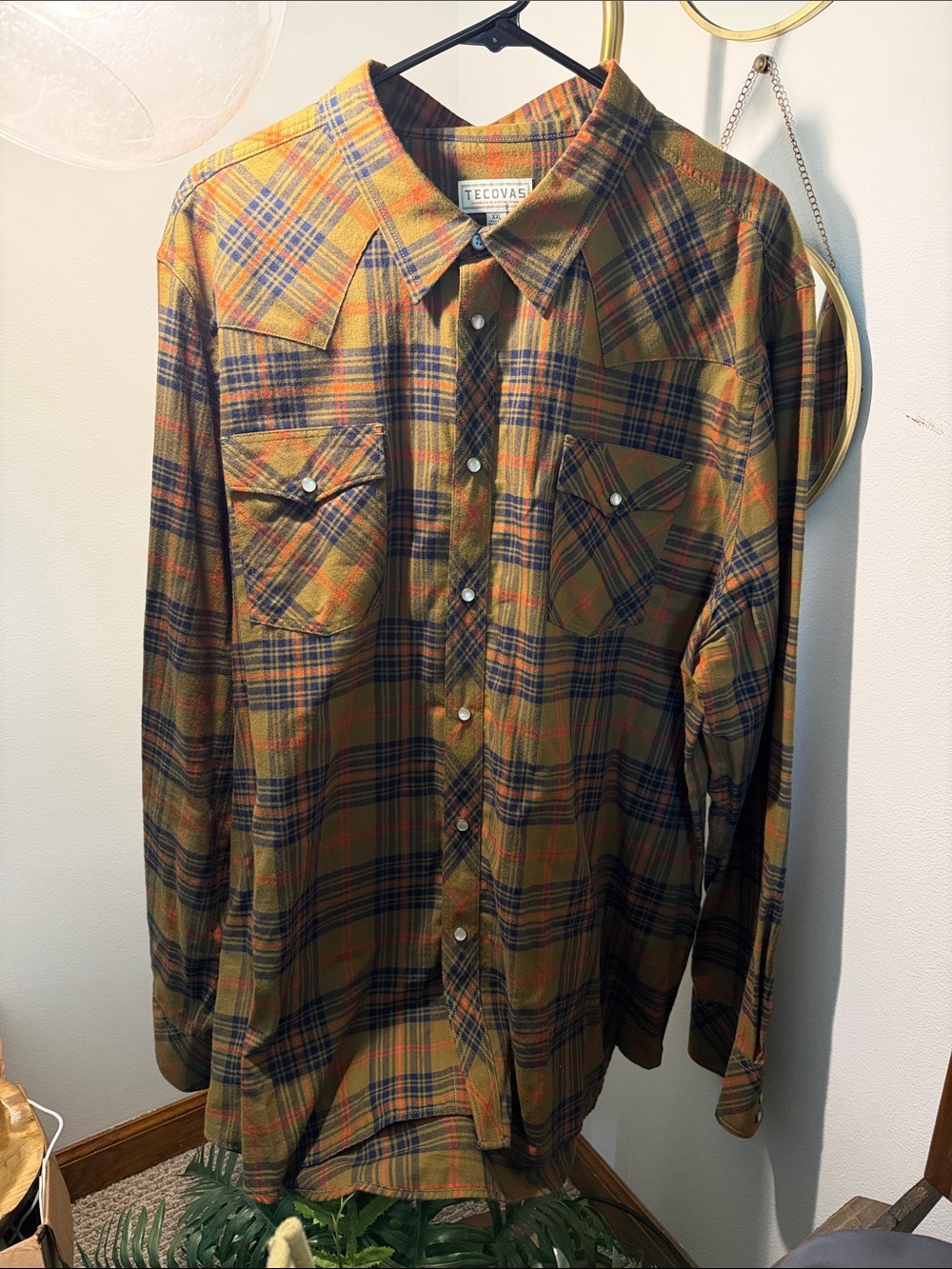 Tecovas Olive & Navy Plaid Western Snap Shirt